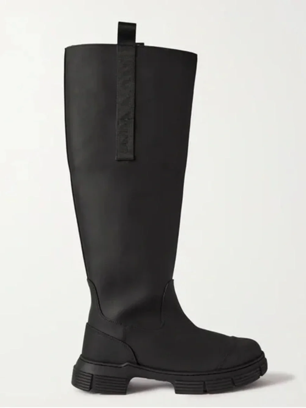 GANNI Fur Lined Rubber Knee High Black Boots 7